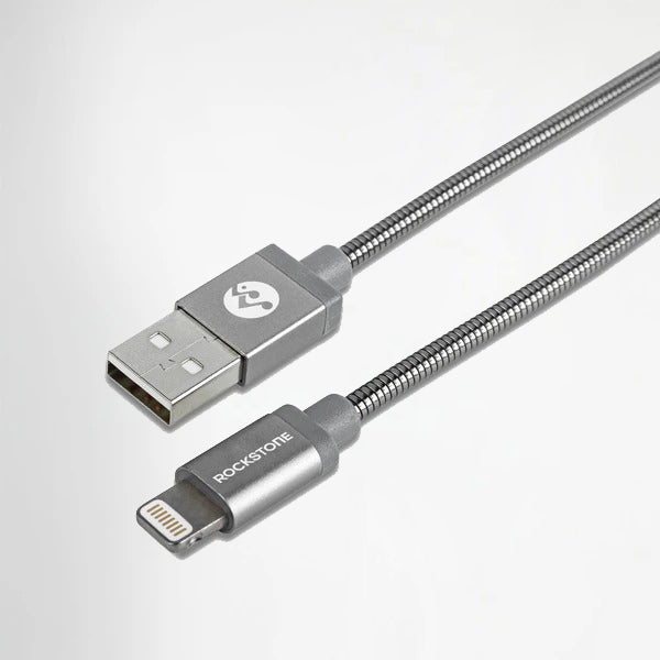 Pet Friendly Metal Tangle Free Braided Lightning Cable Silver - 1.2 Meter