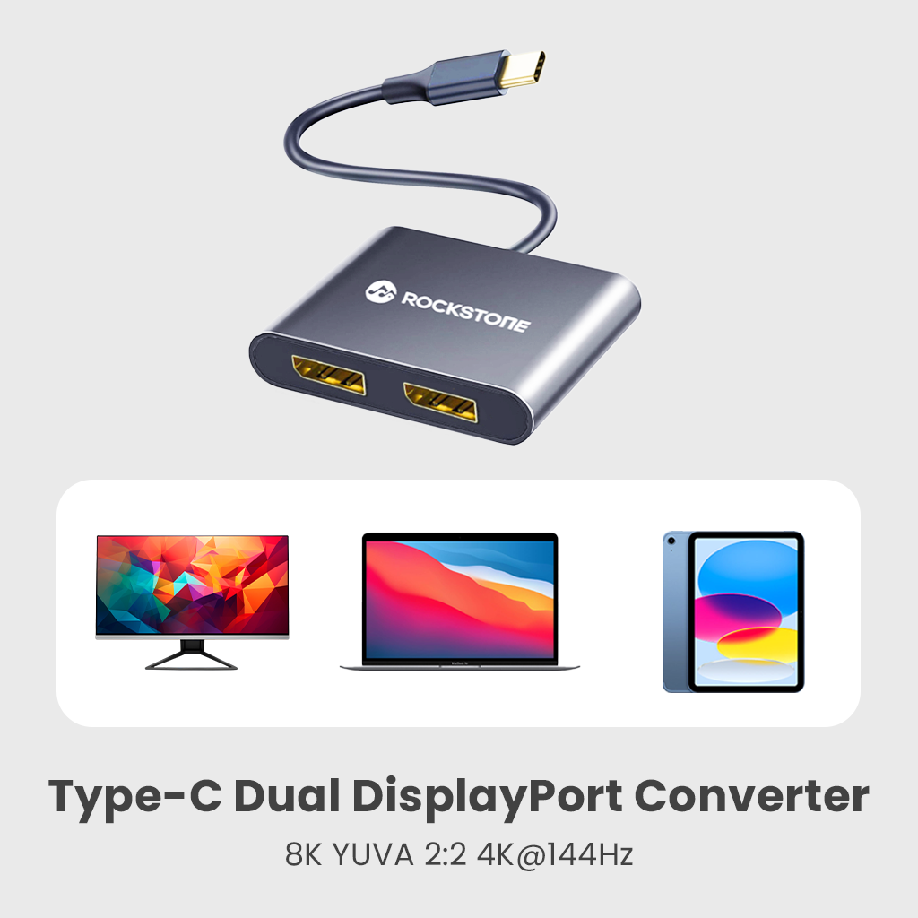 Rockstone Type-C to Dual Display Port Converter
