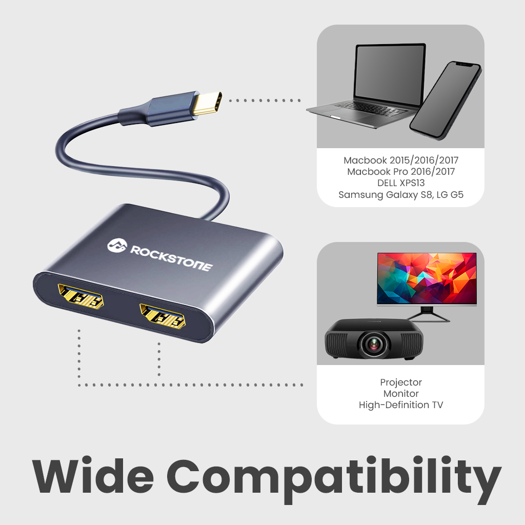 Rockstone Type-C to Dual HDMI Converter