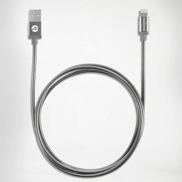 Pet Friendly Metal Tangle Free Braided Lightning Cable Silver - 1.2 Meter