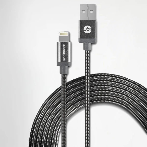 Pet Friendly Metal Tangle Free Braided Lightning Cable Silver - 1.2 Meter