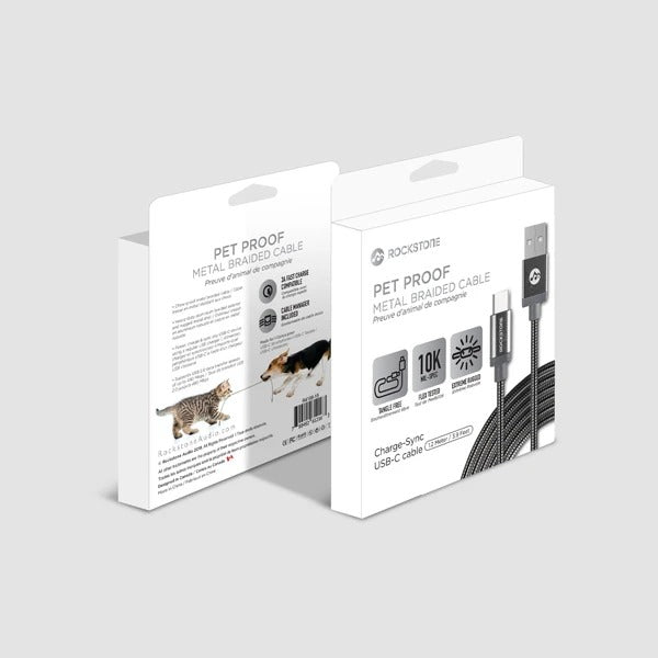 Pet Proof Metal Braided Type C to USB 2.0 Cable - 2 Meter